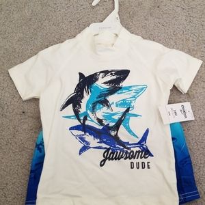NWT Shark swin shirt and trunks. 24 mth